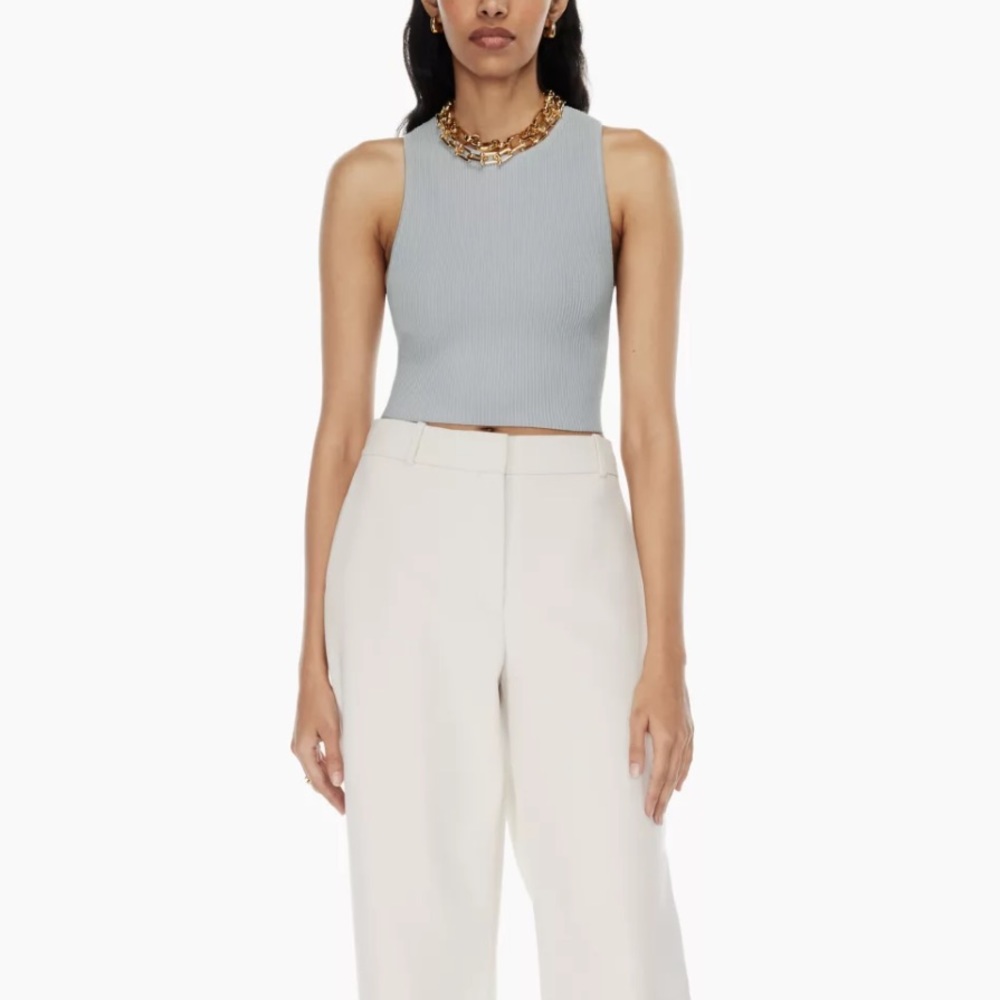 Aritzia Babaton Sculpt Knit Light Blue Tank Top